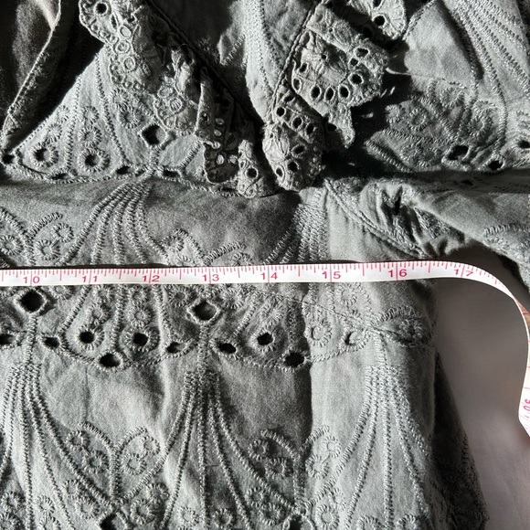 Whistles Khaki Collar Detail Broderie Blouse - Picture 8 of 8